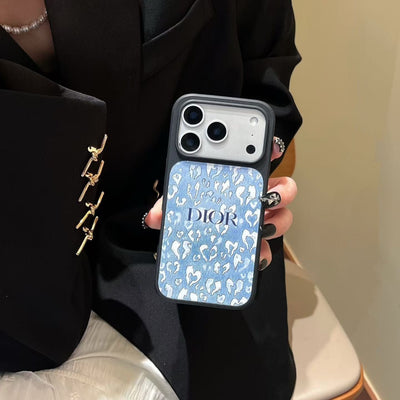 HypedEffects Dior Inspired Blue Pattern Phone Case for iPhone 14 to iPhone 17 Pro Max