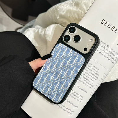 HypedEffects Dior Inspired Blue Pattern Phone Case for iPhone 14 to iPhone 17 Pro Max