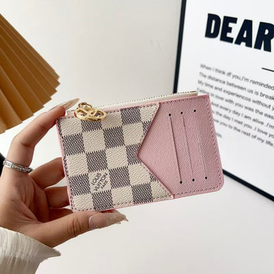 louis vuitton gucci and Burberry Luxury Zip Card Holder Wallet with Keyring Compact Designer Card Case