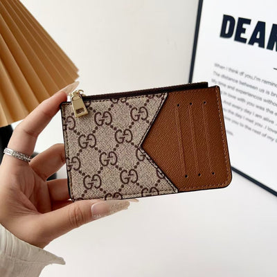 louis vuitton gucci and Burberry Luxury Zip Card Holder Wallet with Keyring Compact Designer Card Case