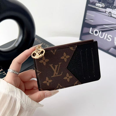 louis vuitton gucci and Burberry Luxury Zip Card Holder Wallet with Keyring Compact Designer Card Case