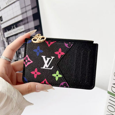 louis vuitton gucci and Burberry Luxury Zip Card Holder Wallet with Keyring Compact Designer Card Case