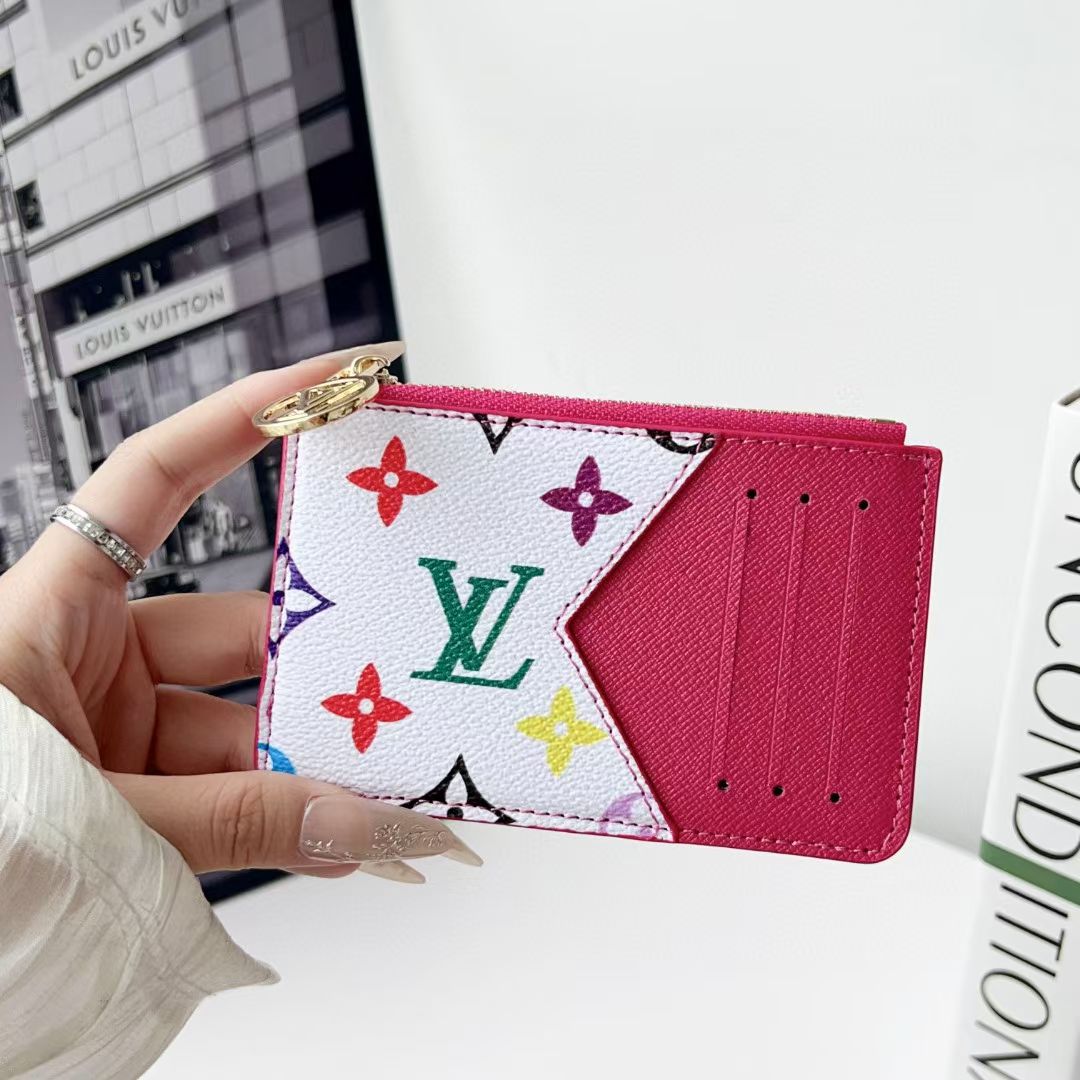 louis vuitton gucci and Burberry Luxury Zip Card Holder Wallet with Keyring Compact Designer Card Case