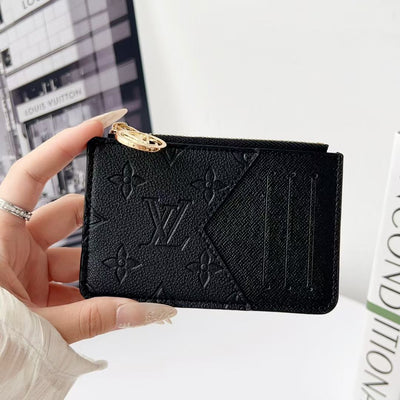 louis vuitton gucci and Burberry Luxury Zip Card Holder Wallet with Keyring Compact Designer Card Case