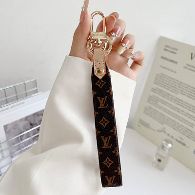 louis vuitton Monogram Canvas Keychain with Leather Strap Luxury Designer Key Holder