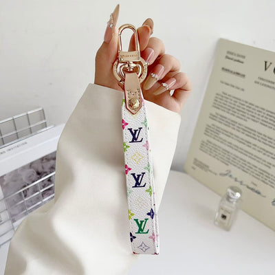 louis vuitton Monogram Canvas Keychain with Leather Strap Luxury Designer Key Holder