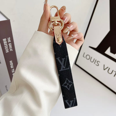 louis vuitton Monogram Canvas Keychain with Leather Strap Luxury Designer Key Holder