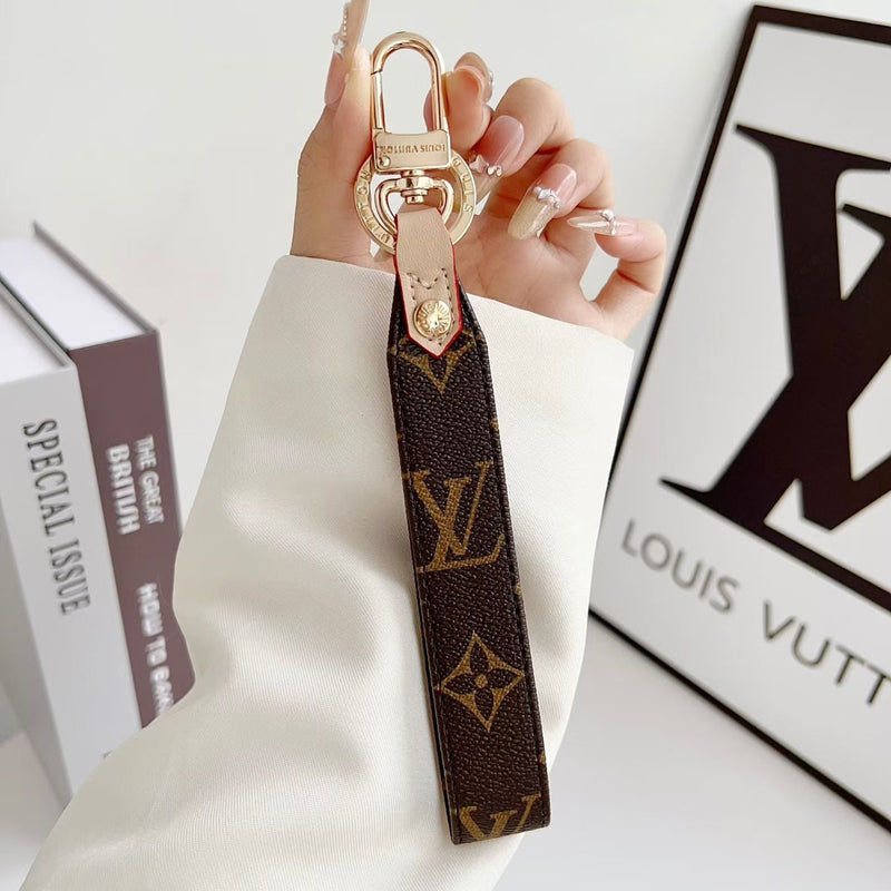 louis vuitton Monogram Canvas Keychain with Leather Strap Luxury Designer Key Holder