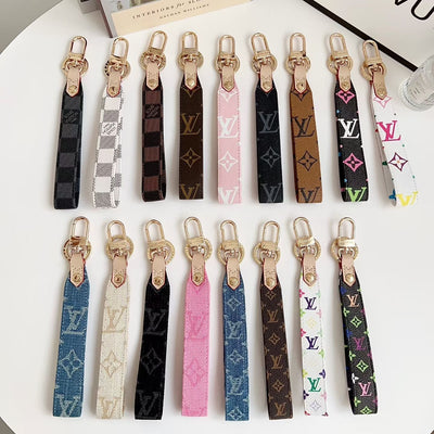 louis vuitton Monogram Canvas Keychain with Leather Strap Luxury Designer Key Holder