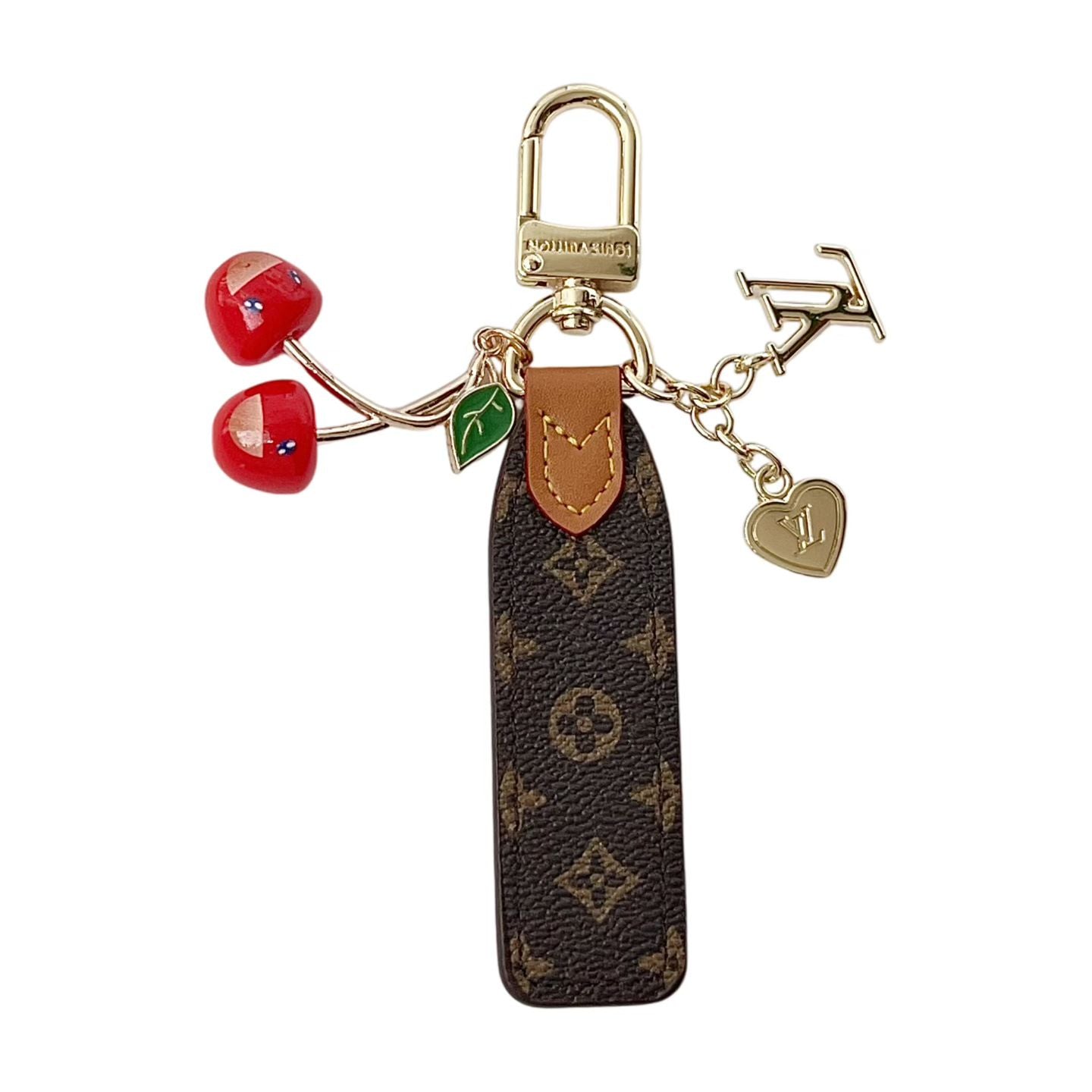 louis vuitton Cherry Charm Keychain with Monogram Leather Strap Luxury Designer Bag and Key Accessory