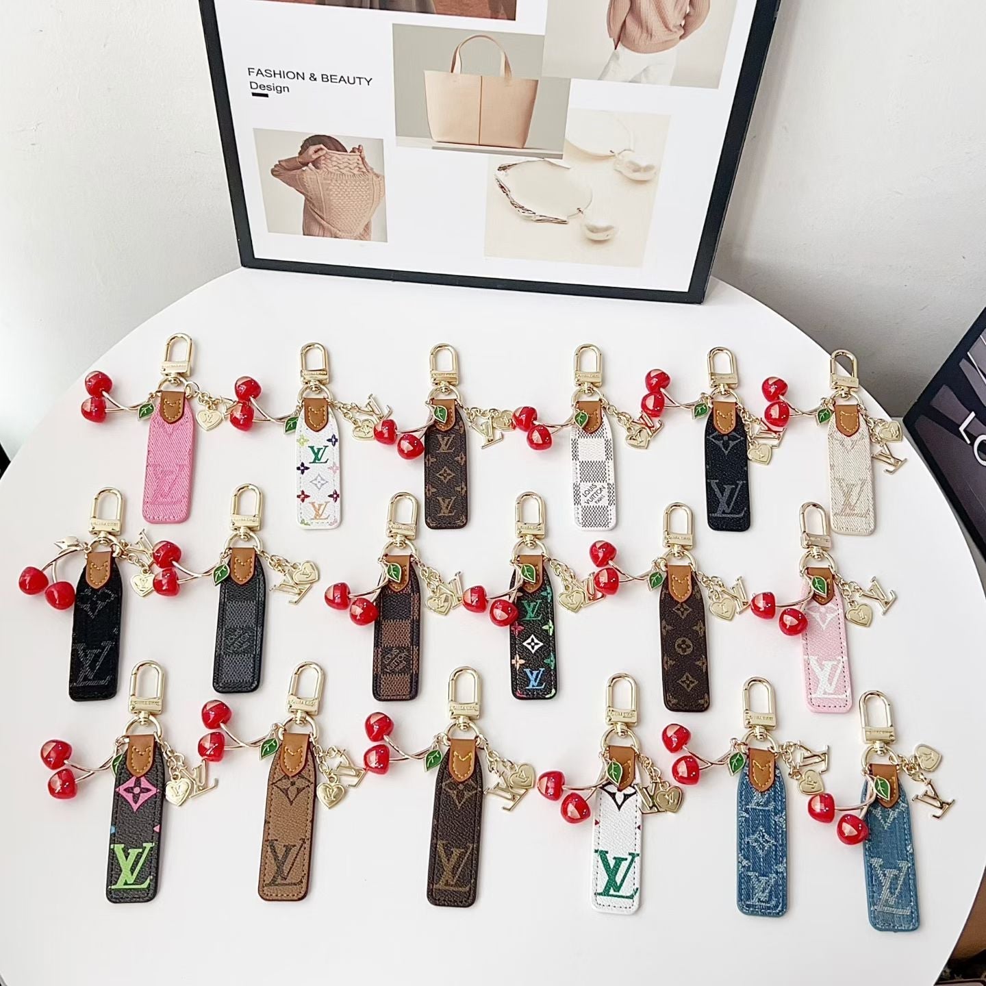 louis vuitton Cherry Charm Keychain with Monogram Leather Strap Luxury Designer Bag and Key Accessory