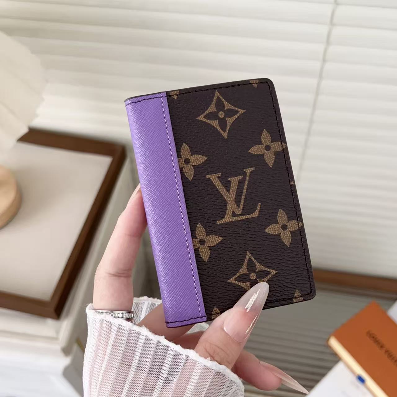 louis vuitton Slim Card Holder Wallet with Monogram Canvas and Color Accent Luxury Designer Card Case