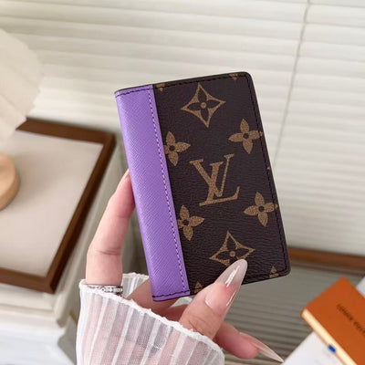 louis vuitton Slim Card Holder Wallet with Monogram Canvas and Color Accent Luxury Designer Card Case