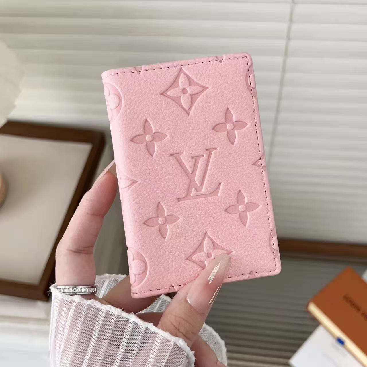 louis vuitton Slim Card Holder Wallet with Monogram Canvas and Color Accent Luxury Designer Card Case
