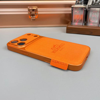 Hermès Leather Card Holder Phone Case for iPhone 14 to iPhone 17 Pro Max