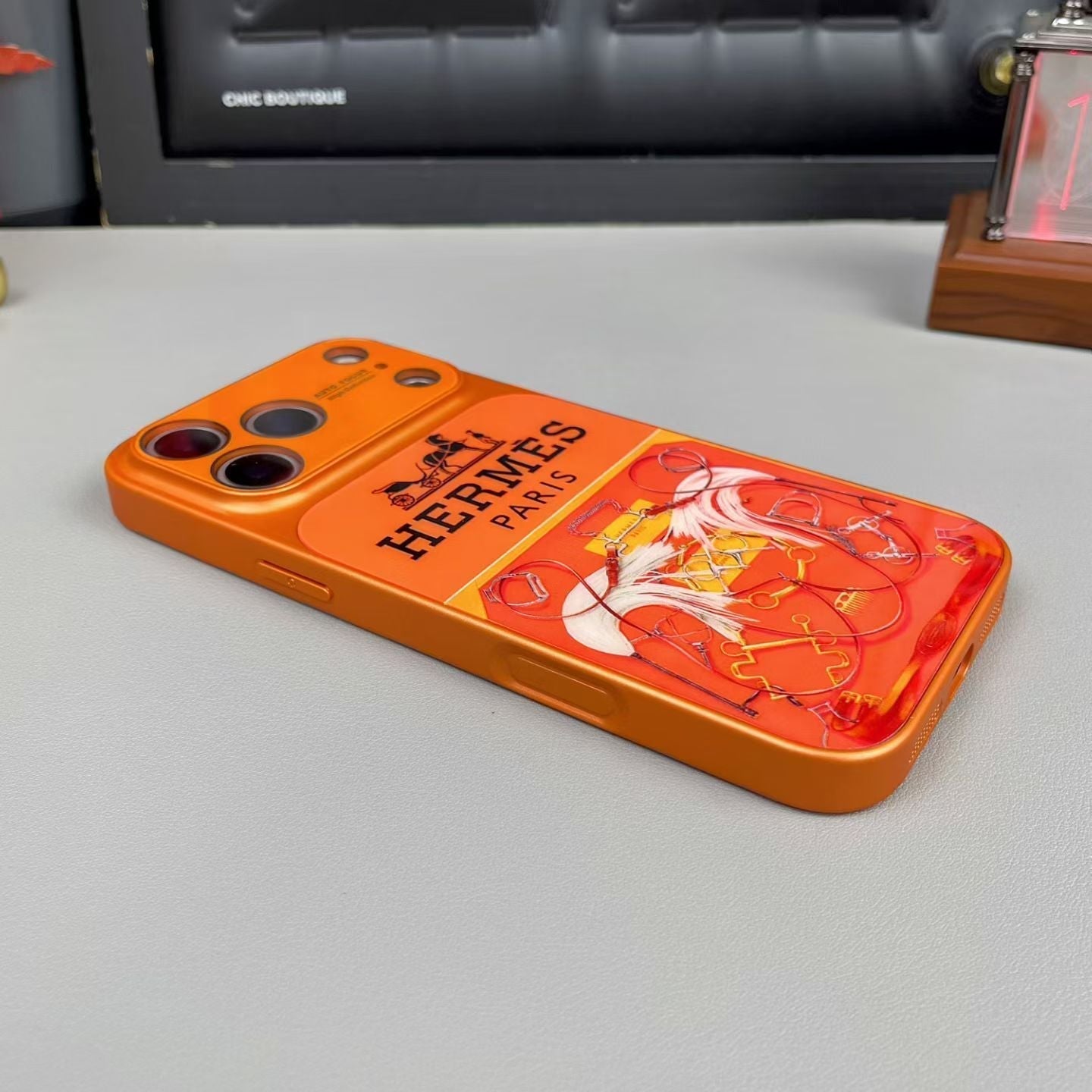 Hermes Paris Orange Phone Case for iPhone 14 to iPhone 17 Pro Max Designer Style Back Cover