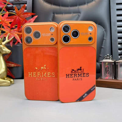 Hermes Paris Orange Phone Case for iPhone 14 to iPhone 17 Pro Max Designer Style Back Cover