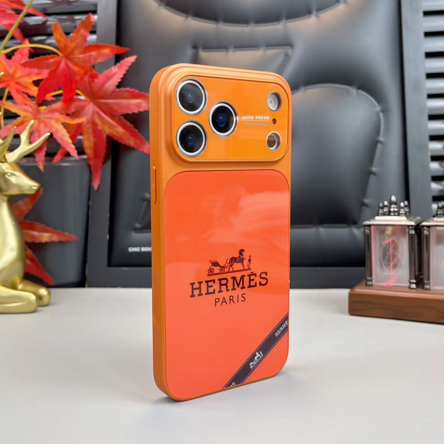 Hermes Paris Orange Phone Case for iPhone 14 to iPhone 17 Pro Max Designer Style Back Cover