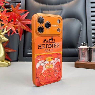 Hermes Paris Orange Phone Case for iPhone 14 to iPhone 17 Pro Max Designer Style Back Cover