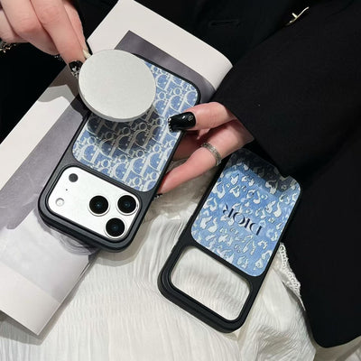 Dior Inspired Blue Pattern Phone Case for iPhone 14 to iPhone 17 Pro Max