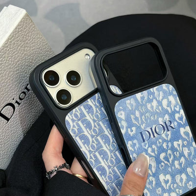 Dior Inspired Blue Pattern Phone Case for iPhone 14 to iPhone 17 Pro Max