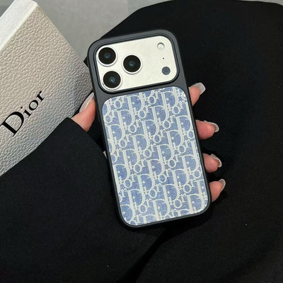 Dior Inspired Blue Pattern Phone Case for iPhone 14 to iPhone 17 Pro Max