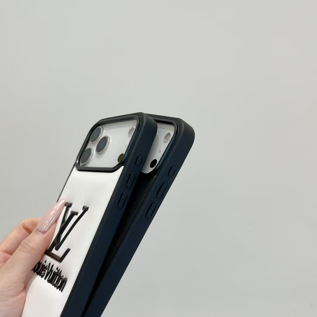 louis vuitton Embossed Logo Luxury Case for iPhone 13 to 17 Pro Max