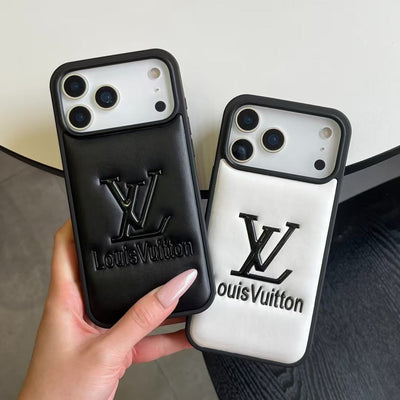 louis vuitton Embossed Logo Luxury Case for iPhone 13 to 17 Pro Max