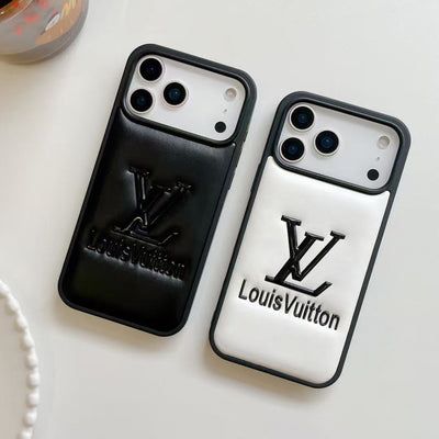 louis vuitton Embossed Logo Luxury Case for iPhone 13 to 17 Pro Max