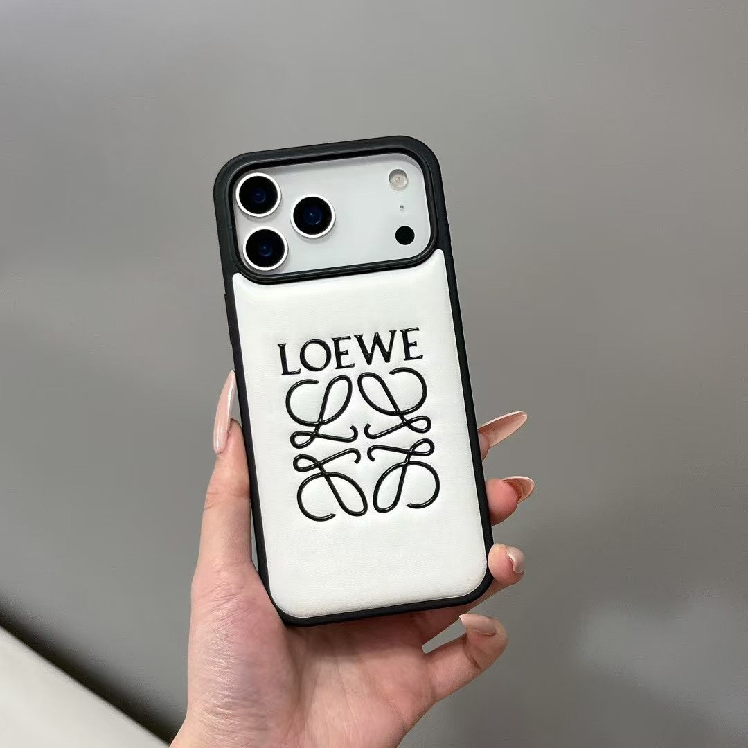 Loewe Anagram Signature Luxury Case for iPhone 14 to 17 Pro Max