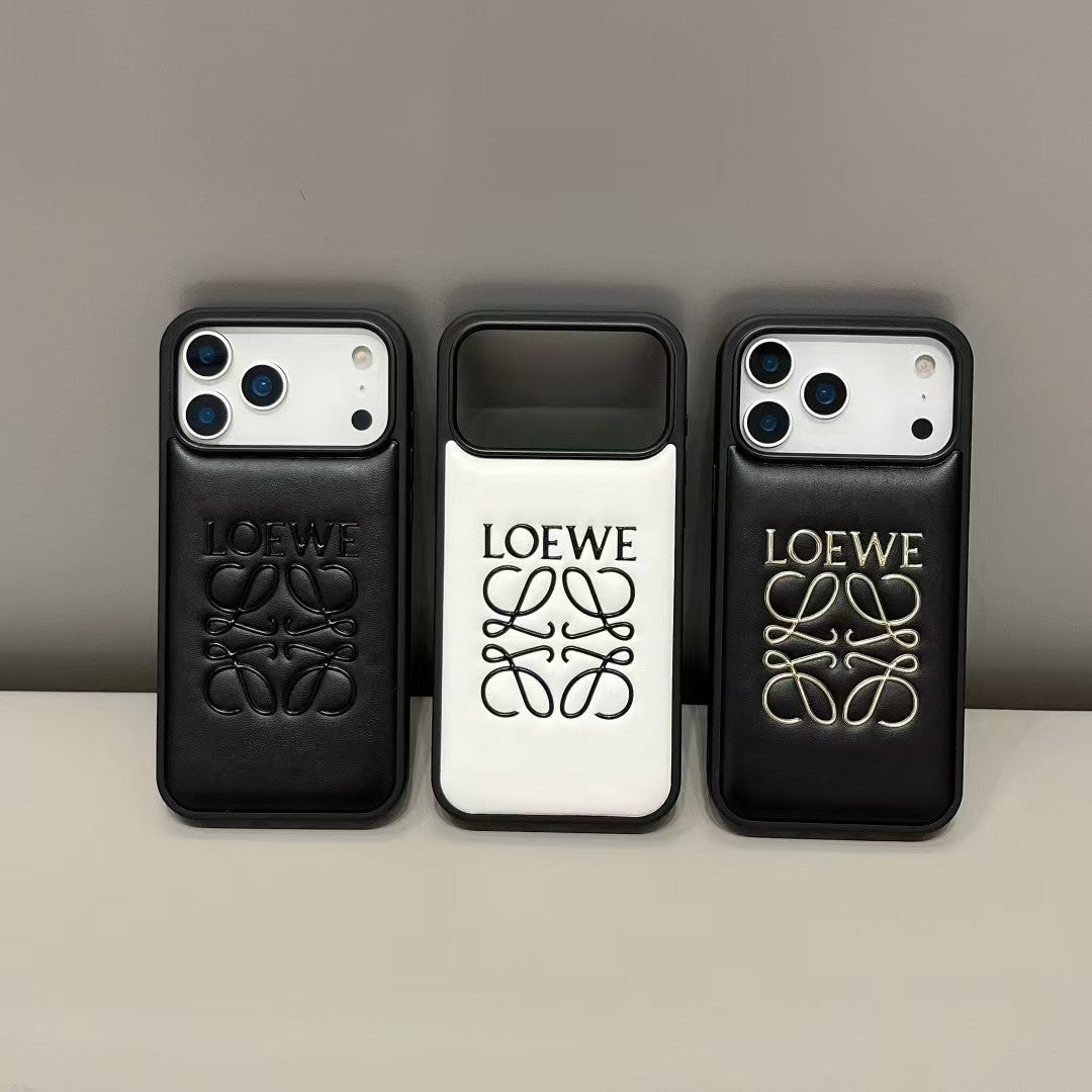 Loewe Anagram Signature Luxury Case for iPhone 14 to 17 Pro Max
