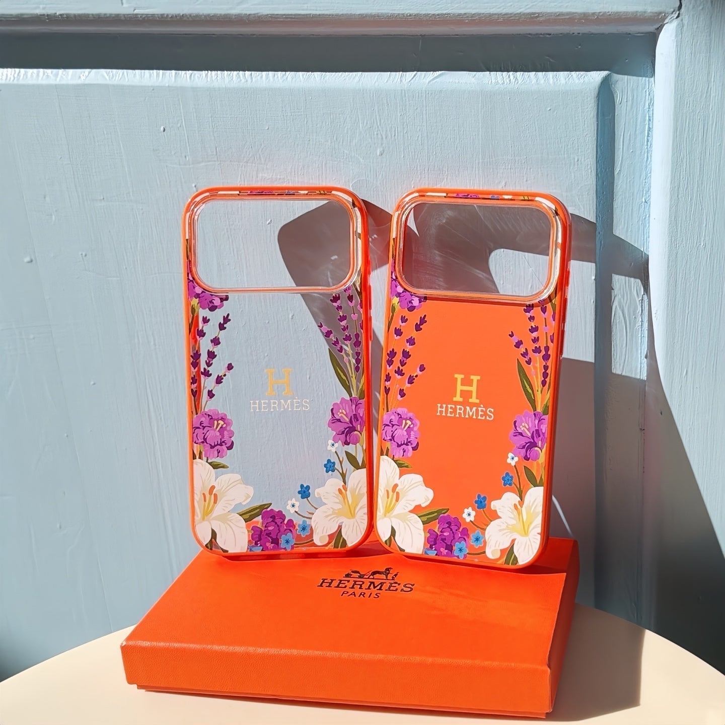 Hermès Floral Signature Case with Wrist Charm for iPhone 13 to 17 Pro Max