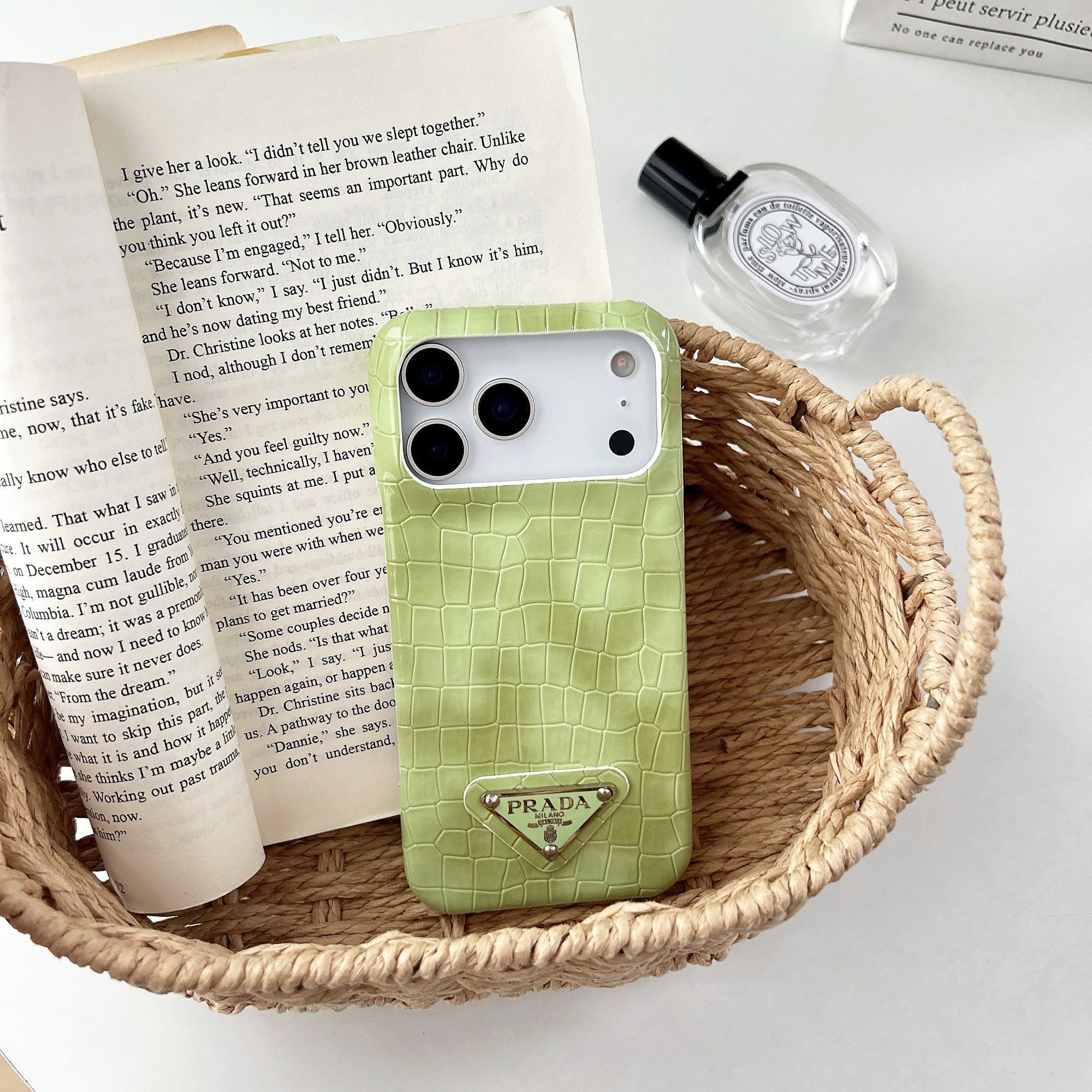 Prada Crocodile-Embossed Phone Case for iPhone 17 with Iconic Metal Triangle Logo