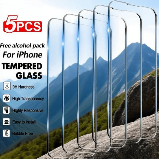 5 Pcs HD Tempered Glass Screen Protector Compatible With IPhone 17/IPhone 17 Pro/IPhone 17 Pro Max/IPhone 17 Air/16/15/14/13/12