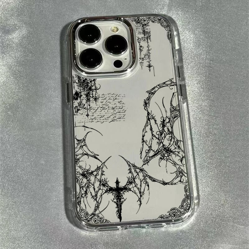 Cool Dark Gothic Cross Mark Phone Case for iPhone 17 16e 16 15 14 13 12 11 Pro Max X XS XR 8 7 Air Plus Transparent Soft Cover