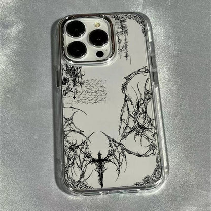 Cool Dark Gothic Cross Mark Phone Case for iPhone 17 16e 16 15 14 13 12 11 Pro Max X XS XR 8 7 Air Plus Transparent Soft Cover