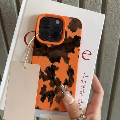 Creative Milk Cow Pattern Lychee Texture Phone Case For iPhone 17 16 15 14 13 12 11 Pro Max 17 Air 15 Plus X XS 16E Soft Cover