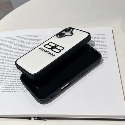 HypedEffects Balenciaga BB Logo Embossed Leather iPhone Case