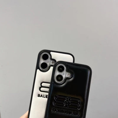 HypedEffects Balenciaga BB Logo Embossed Leather iPhone Case