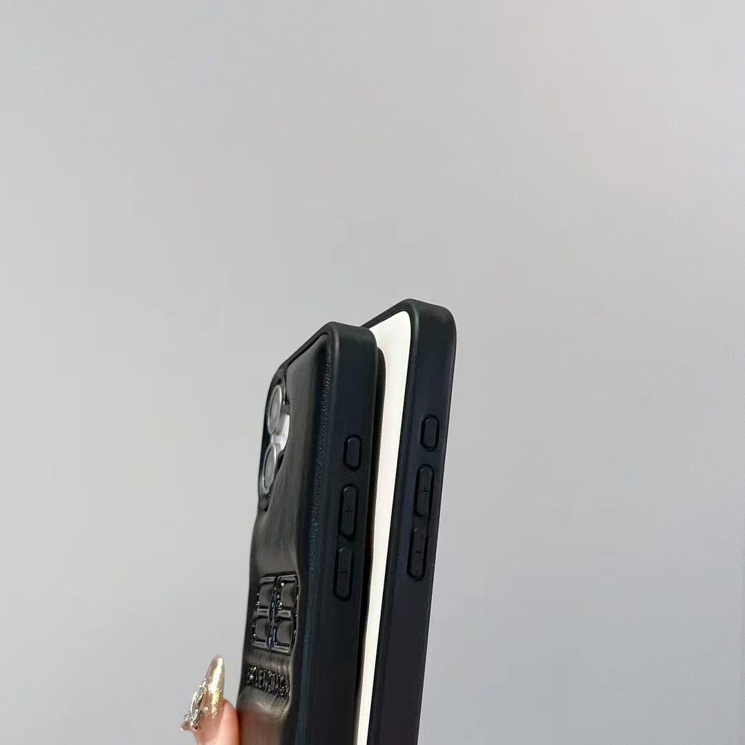 HypedEffects Balenciaga BB Logo Embossed Leather iPhone Case