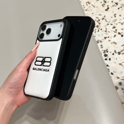 HypedEffects Balenciaga Minimal Logo Luxury Case for iPhone 13 to 17 Pro Max