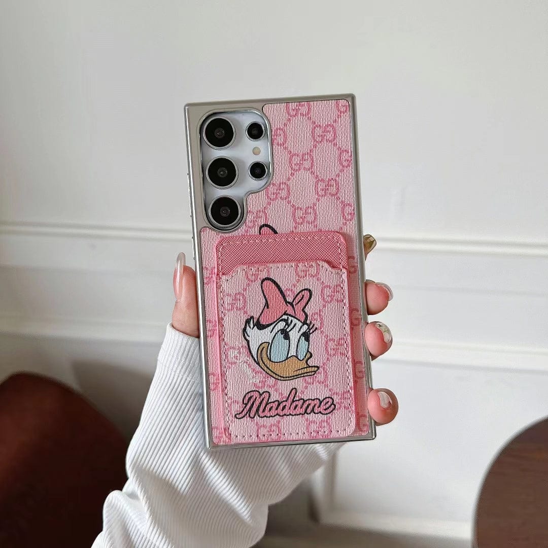 HypedEffects Cartoon-Themed Designer Phone Case with Card Holder for Samsung S23 and S24