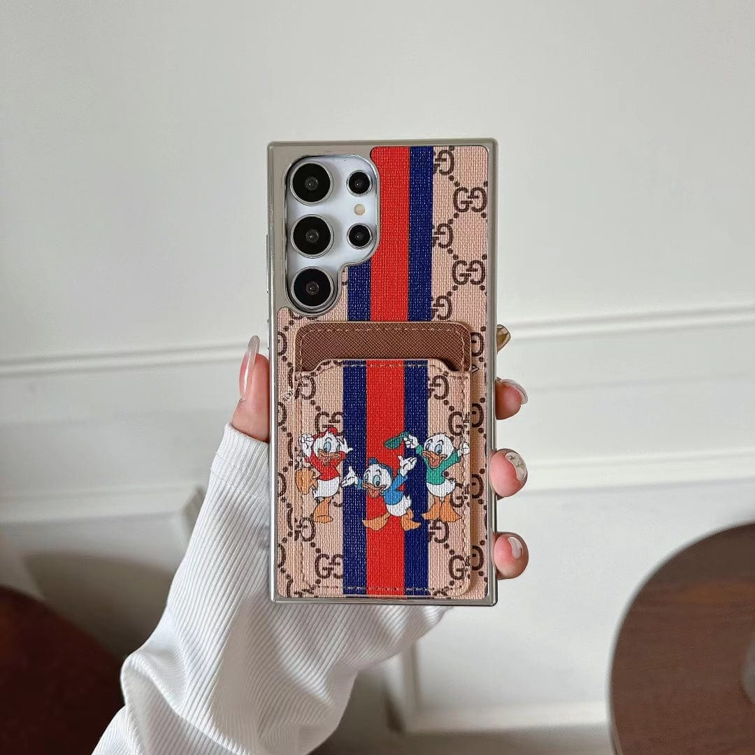 HypedEffects Cartoon-Themed Designer Phone Case with Card Holder for Samsung S23 and S24