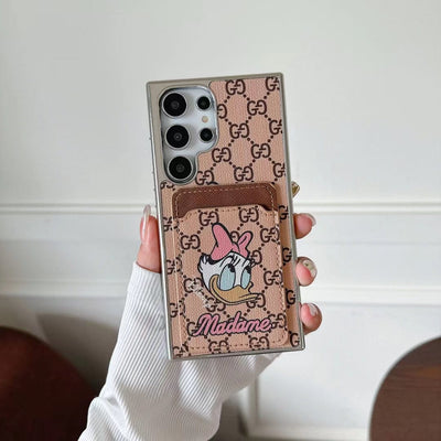 HypedEffects Cartoon-Themed Designer Phone Case with Card Holder for Samsung S23 and S24