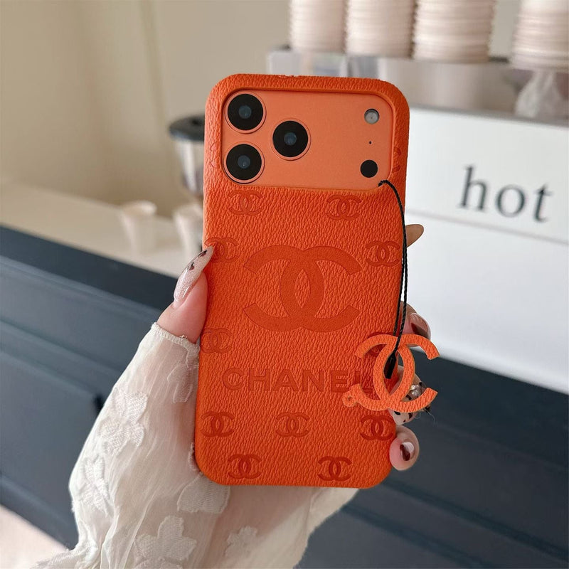 HypedEffects cc Embossed Leather Phone Case with Iconic Double C Logo Luxury Designer Cover Available in Multiple Colors