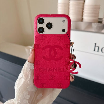 HypedEffects cc Embossed Leather Phone Case with Iconic Double C Logo Luxury Designer Cover Available in Multiple Colors