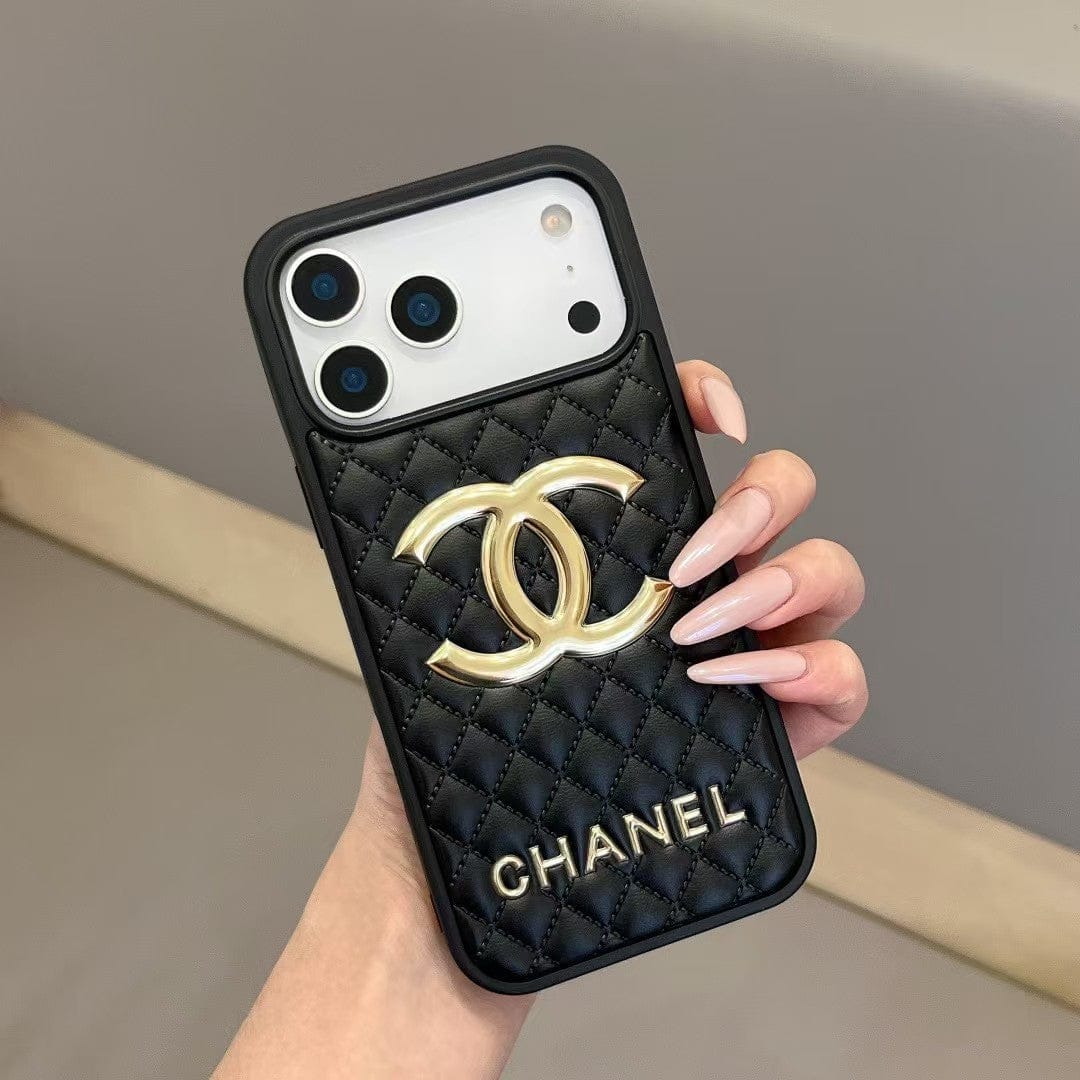 HypedEffects cc Quilted Signature Case Elegant Luxury Style for iPhone 14 to 17 Pro Max