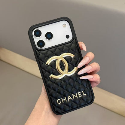 HypedEffects cc Quilted Signature Case Elegant Luxury Style for iPhone 14 to 17 Pro Max