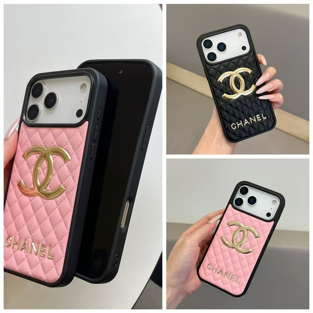 HypedEffects cc Quilted Signature Case Elegant Luxury Style for iPhone 14 to 17 Pro Max