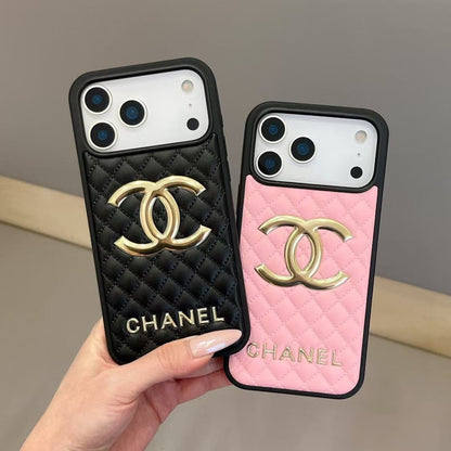 HypedEffects cc Quilted Signature Case Elegant Luxury Style for iPhone 14 to 17 Pro Max